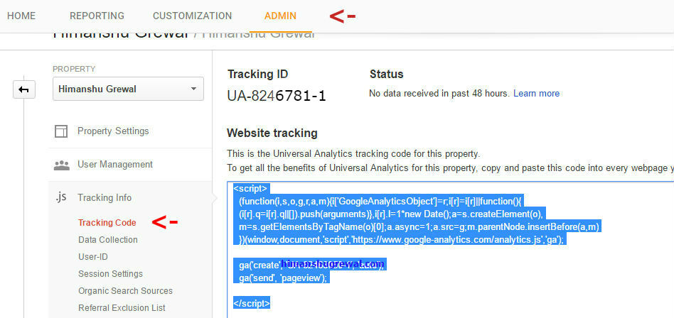 Google Analytic Tracking ID