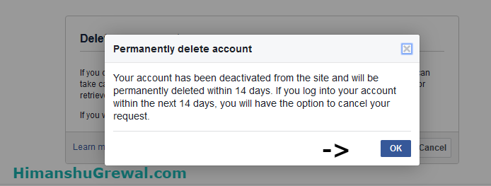 Facebook account deactivation