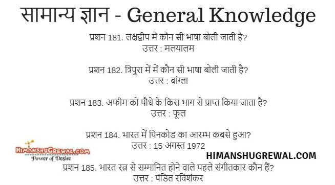 GK Questions with Answers in Hindi Language For IAS UPSC SSC
