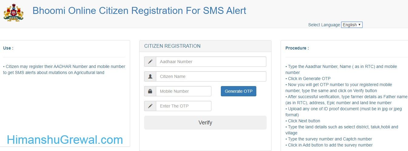 Bhoomi Karnataka Portal Registration Process